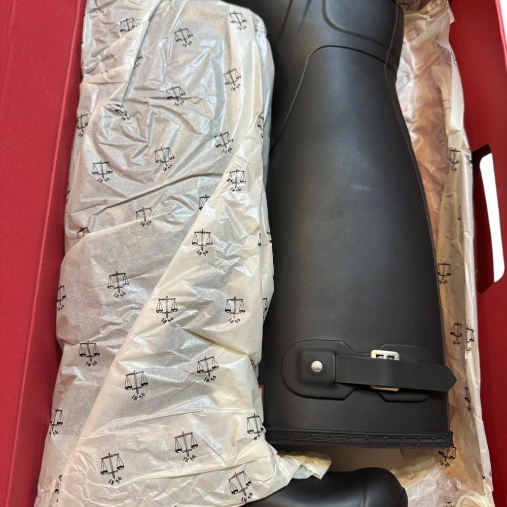 Hunter‎ Womens Original Tall Rain Boots Black Matte Rubber WFT1000RMA Size 8 - Picture 3 of 13